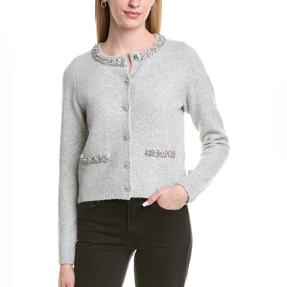 Lea & Viola embellished wool-blend cardigan, size small, new with tags
